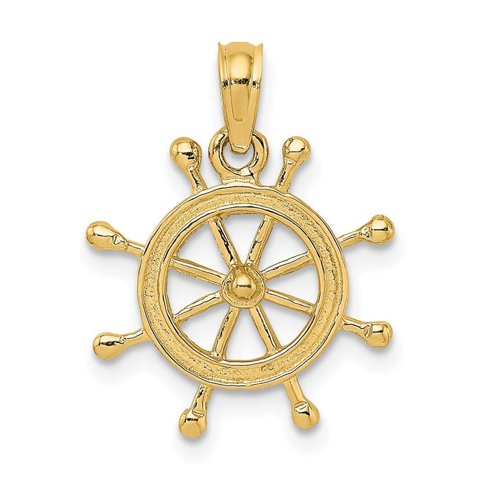 Million Charms 14K Yellow Gold Themed 2-D Ship Wheel Charm