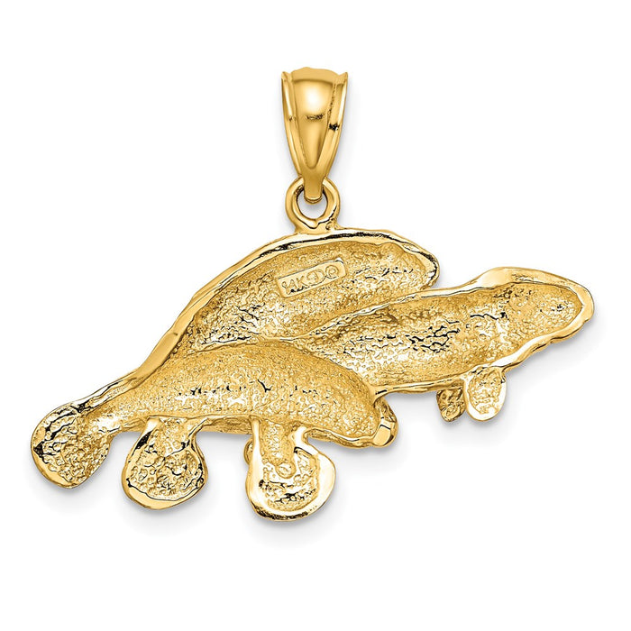 Million Charms 14K Yellow Gold Themed 2-D & Polished Three Manatees Charm