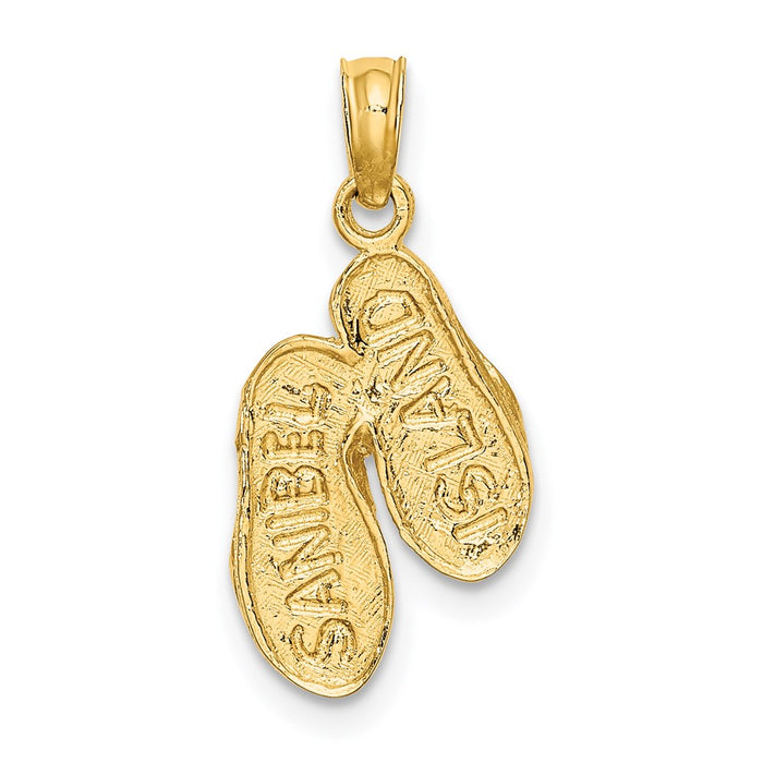 Million Charms 14K Yellow Gold Themed Sanibel Island Double Flip-Flop Charm