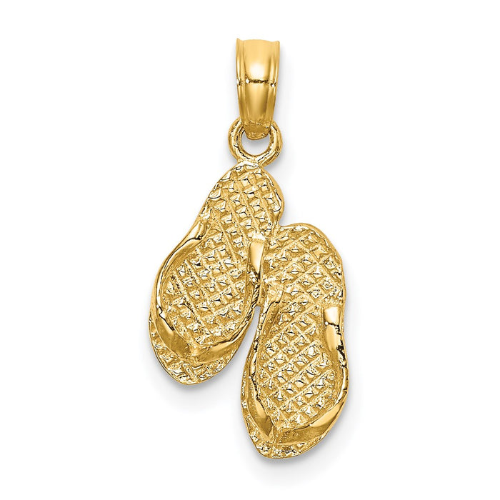 Million Charms 14K Yellow Gold Themed Sanibel Island Double Flip-Flop Charm