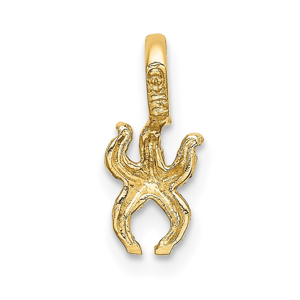 Million Charms 14K Yellow Gold Themed Mini Nautical Starfish With Fixed Bail Charm