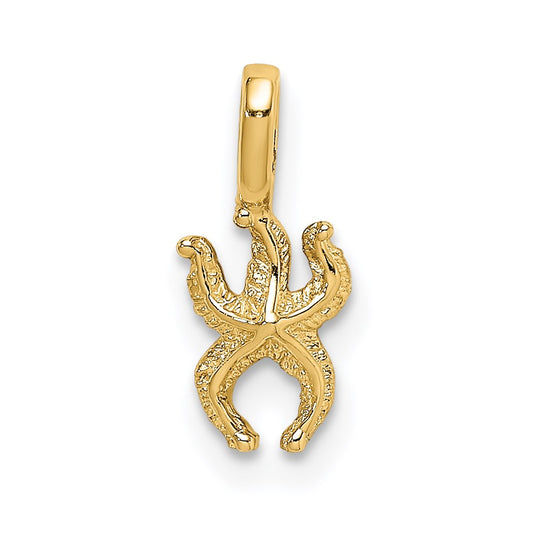 Million Charms 14K Yellow Gold Themed Mini Nautical Starfish With Fixed Bail Charm