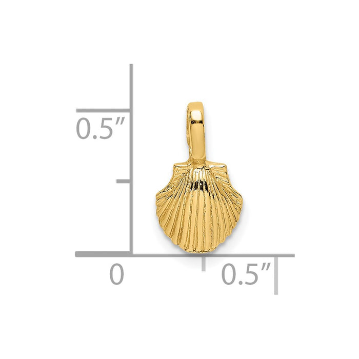 Million Charms 14K Yellow Gold Themed Mini Scallop Shell Charm
