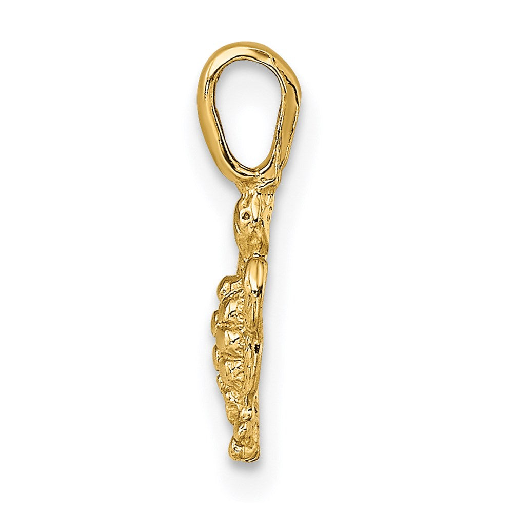 Million Charms 14K Yellow Gold Themed Mini Sea Turtle With Fixed Bail Charm