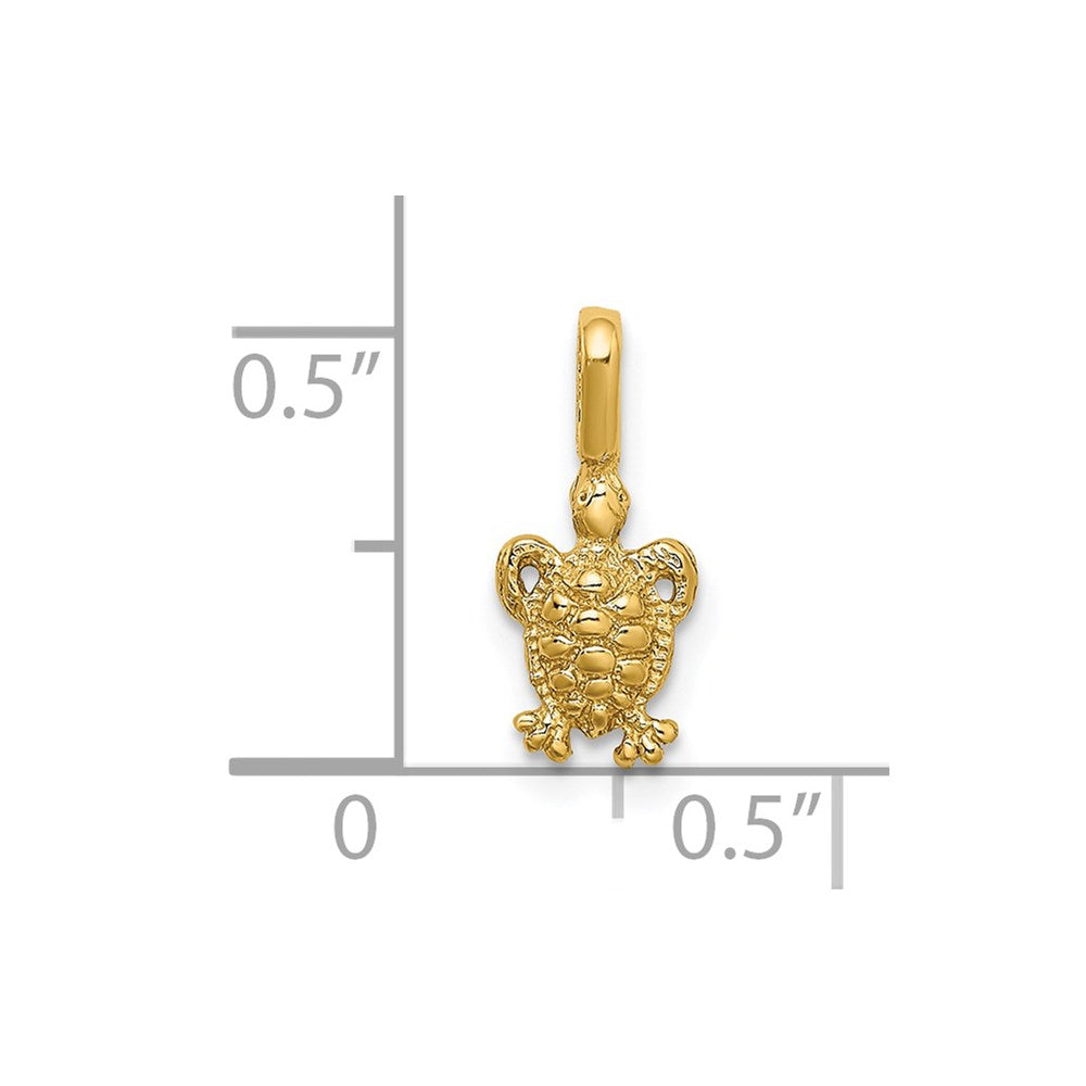 Million Charms 14K Yellow Gold Themed Mini Sea Turtle With Fixed Bail Charm