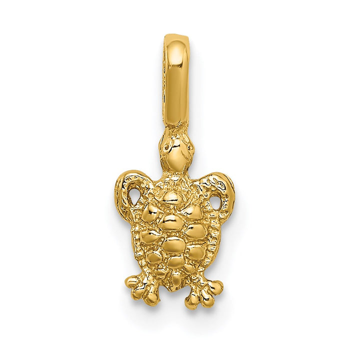 Million Charms 14K Yellow Gold Themed Mini Sea Turtle With Fixed Bail Charm
