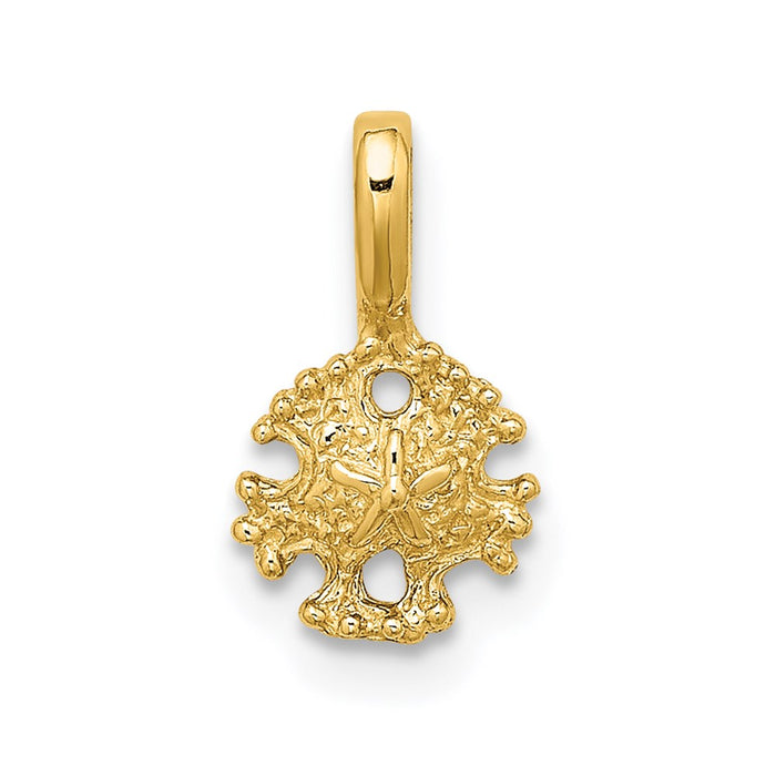 Million Charms 14K Yellow Gold Themed Mini Sand Dollar With Fixed Bail Charm