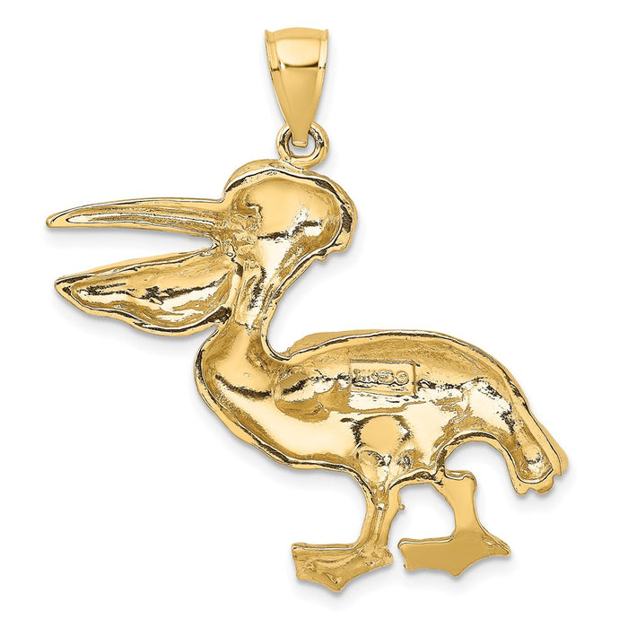 Million Charms 14K Yellow Gold Themed 2-D Textured Pelican Charm