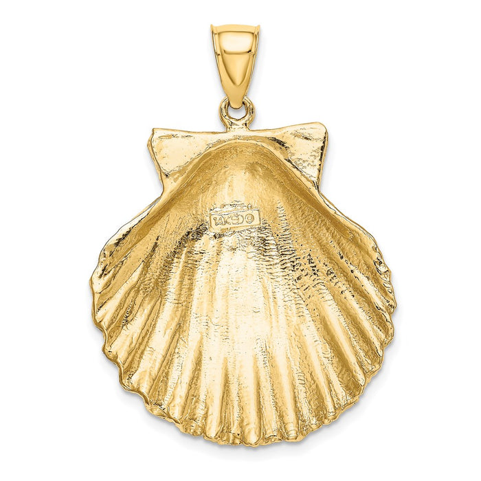 Million Charms 14K Yellow Gold Themed Textured Scallop Shell Charm