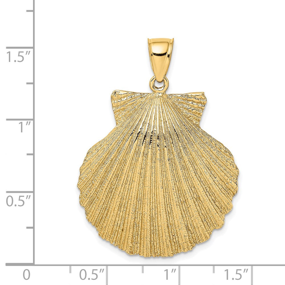 Million Charms 14K Yellow Gold Themed Textured Scallop Shell Charm