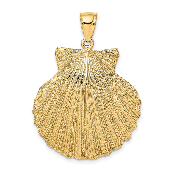 Million Charms 14K Yellow Gold Themed Textured Scallop Shell Charm