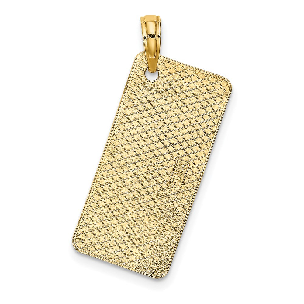 Million Charms 14K Yellow Gold Themed Textured Nj-Lbi License Plate Charm