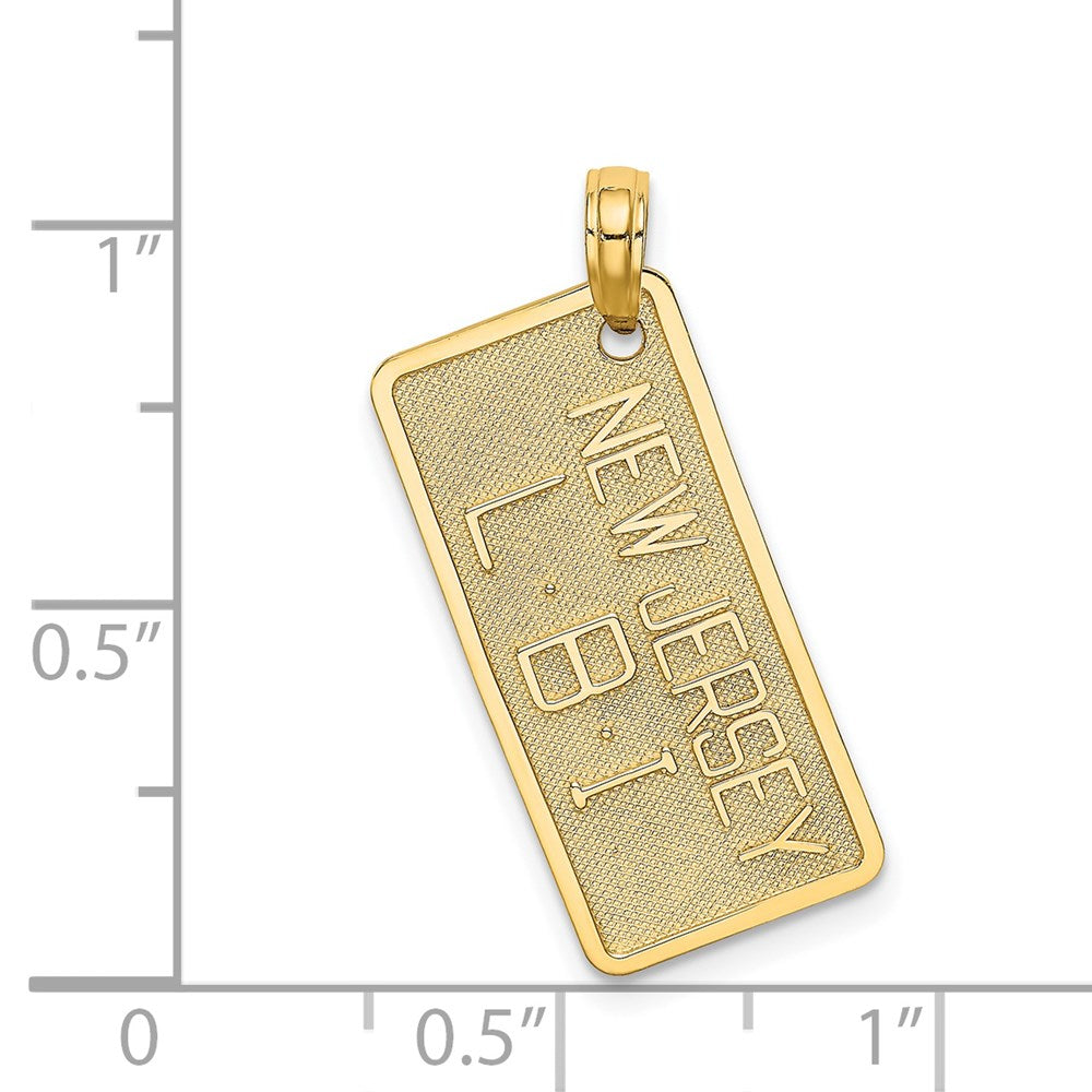 Million Charms 14K Yellow Gold Themed Textured Nj-Lbi License Plate Charm