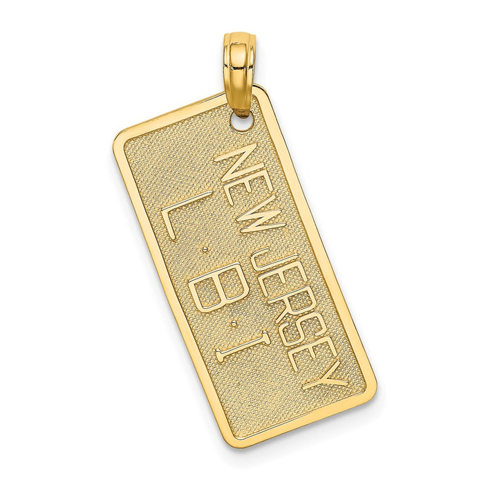 Million Charms 14K Yellow Gold Themed Textured Nj-Lbi License Plate Charm