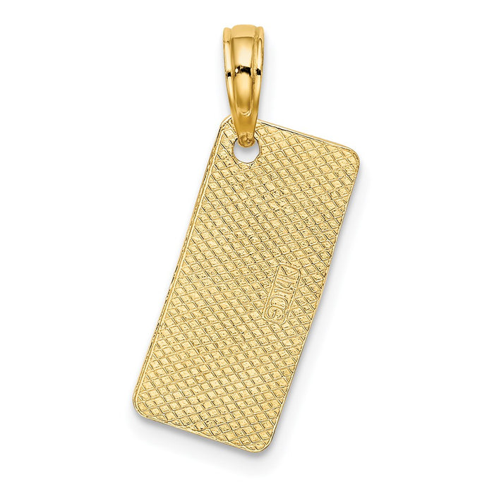 Million Charms 14K Yellow Gold Themed Textured Nj-Lbi License Plate Charm