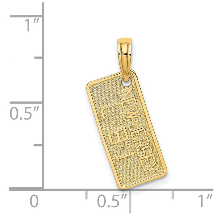 Million Charms 14K Yellow Gold Themed Textured Nj-Lbi License Plate Charm