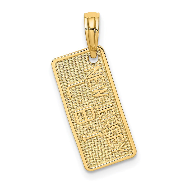 Million Charms 14K Yellow Gold Themed Textured Nj-Lbi License Plate Charm