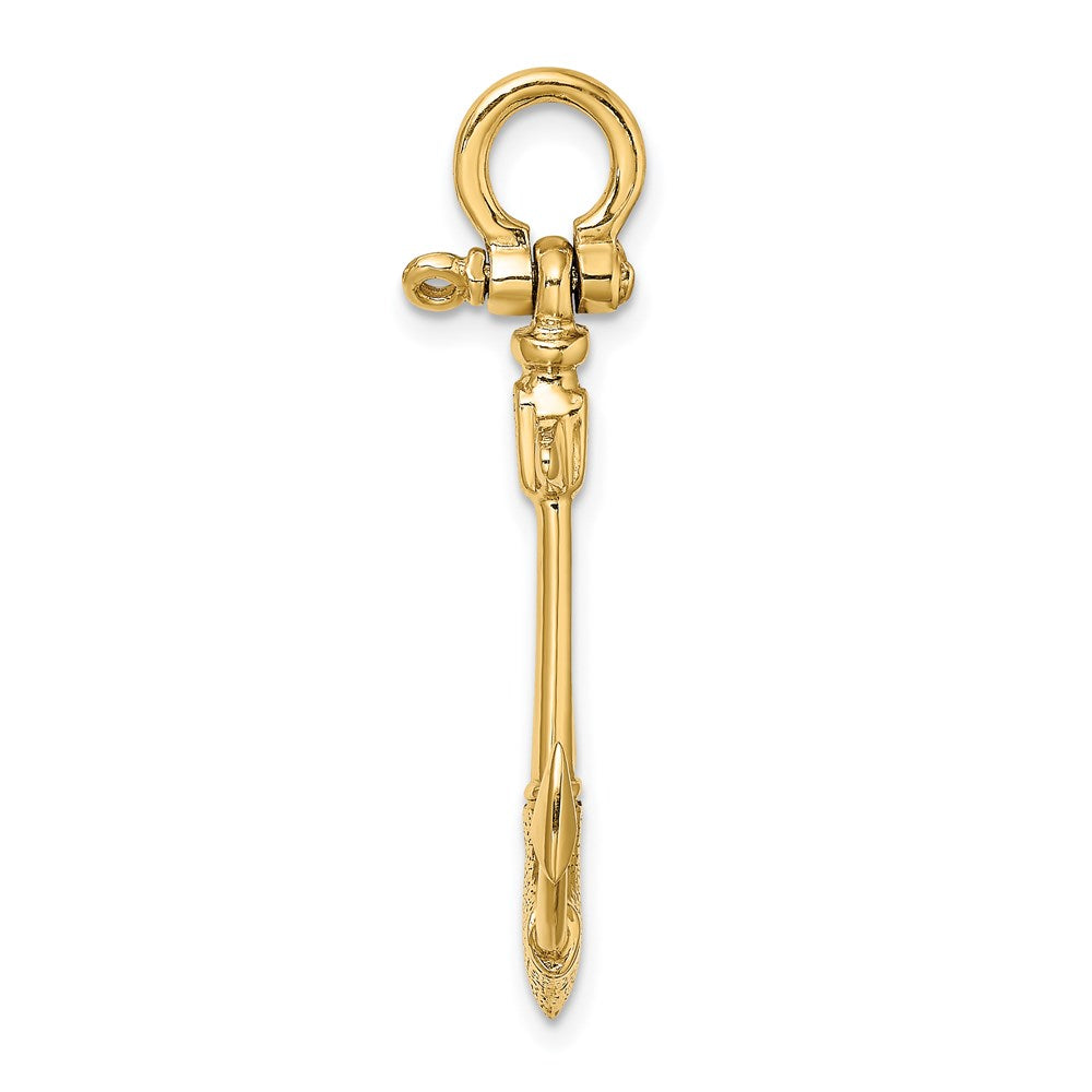 Million Charms 14K Yellow Gold Themed 3-D Texture Nautical Anchor Charm
