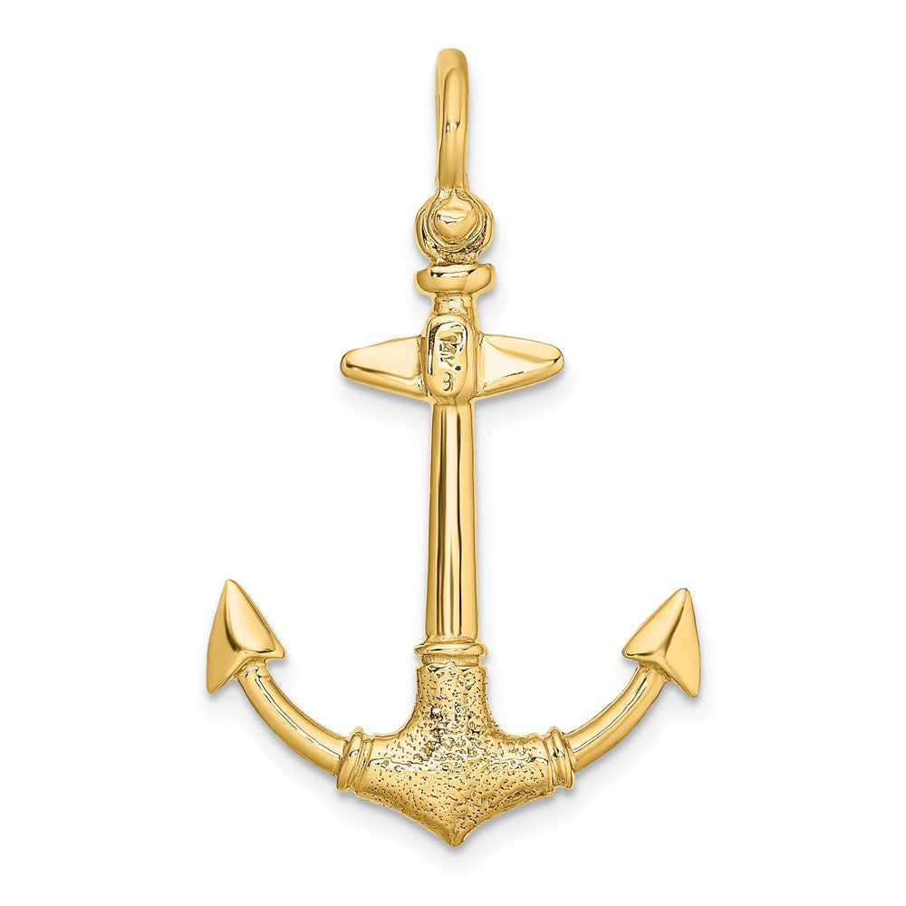 Million Charms 14K Yellow Gold Themed 3-D Texture Nautical Anchor Charm
