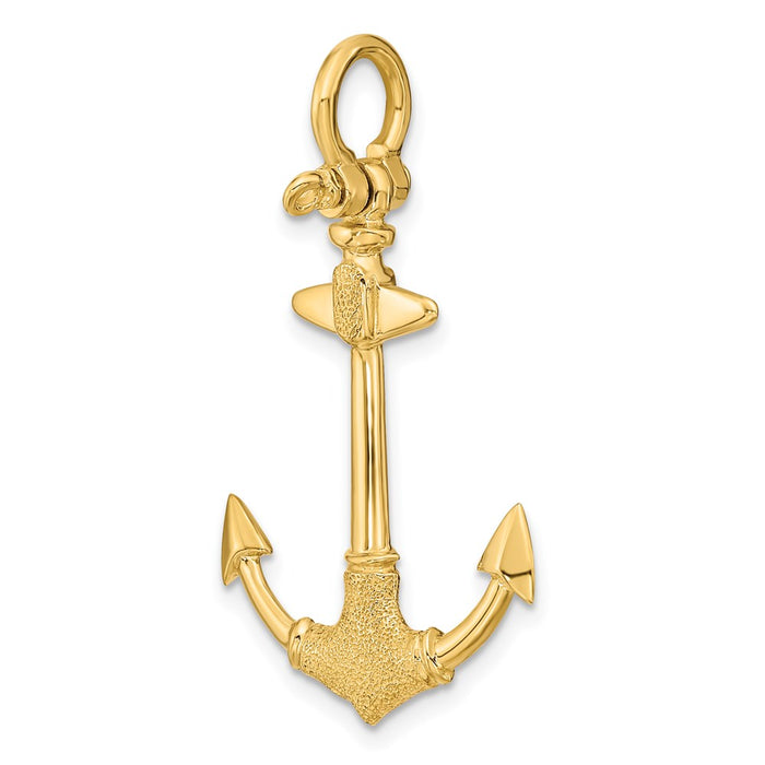 Million Charms 14K Yellow Gold Themed 3-D Texture Nautical Anchor Charm