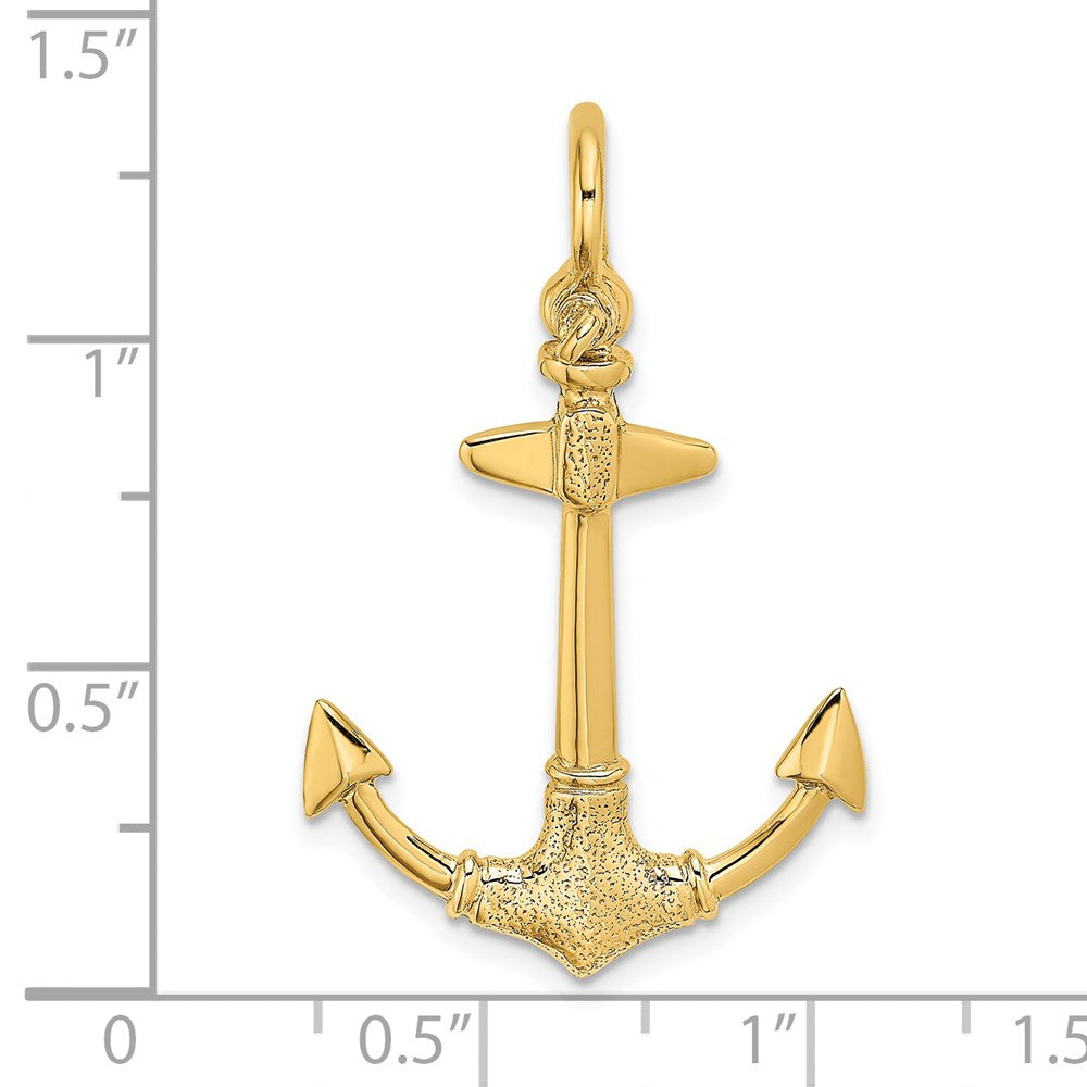 Million Charms 14K Yellow Gold Themed 3-D Texture Nautical Anchor Charm