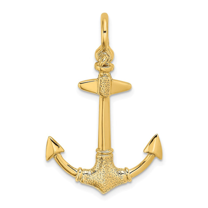 Million Charms 14K Yellow Gold Themed 3-D Texture Nautical Anchor Charm