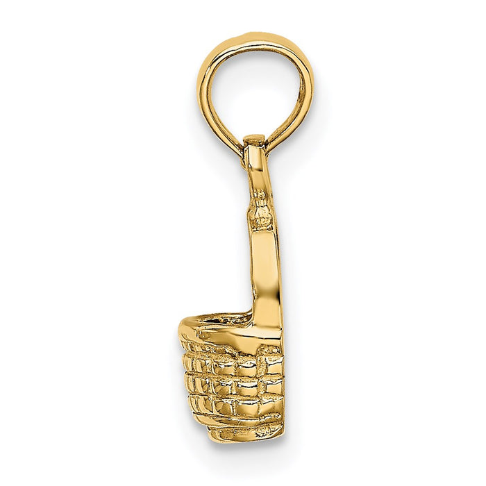 Million Charms 14K Yellow Gold Themed 2-D Flat Back Mini Basket Charm