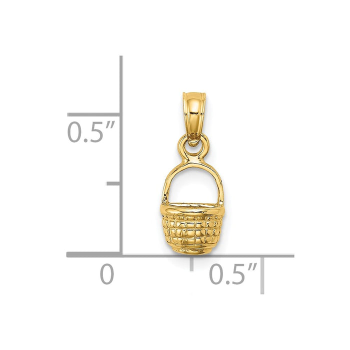 Million Charms 14K Yellow Gold Themed 2-D Flat Back Mini Basket Charm
