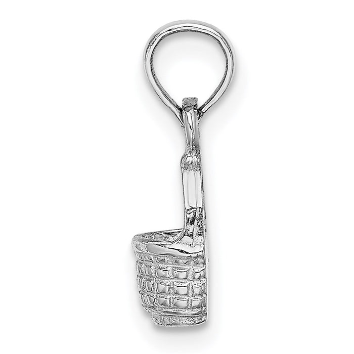 Million Charms 14K White Gold Themed 2-D Flat Back Mini Basket Charm