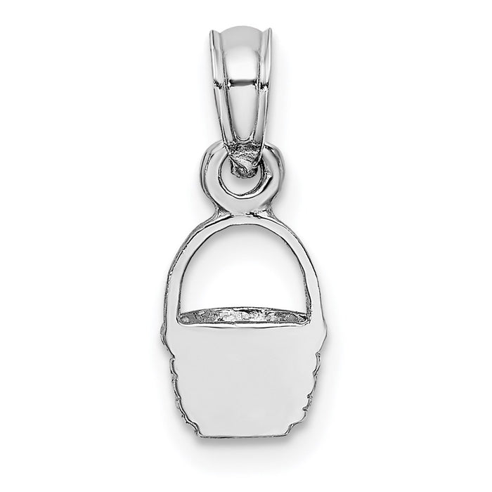 Million Charms 14K White Gold Themed 2-D Flat Back Mini Basket Charm