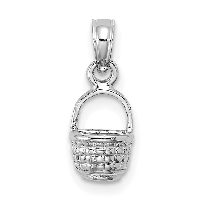 Million Charms 14K White Gold Themed 2-D Flat Back Mini Basket Charm