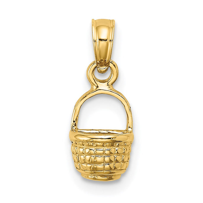 Million Charms 14K Yellow Gold Themed 2-D Flat Back Mini Basket Charm
