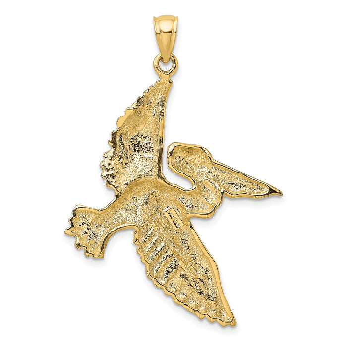 Million Charms 14K Yellow Gold Themed 2-D Flying Pelican Charm