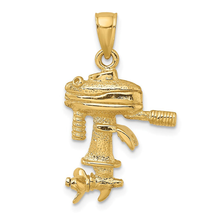 Million Charms 14K Yellow Gold Themed 3-D Moveabel Boat Engine Charm