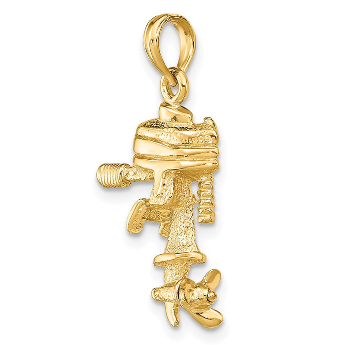Million Charms 14K Yellow Gold Themed 3-D Moveabel Boat Engine Charm
