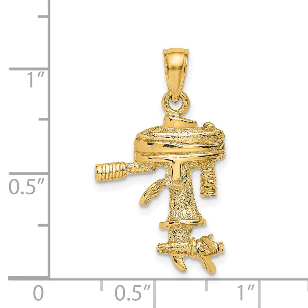 Million Charms 14K Yellow Gold Themed 3-D Moveabel Boat Engine Charm