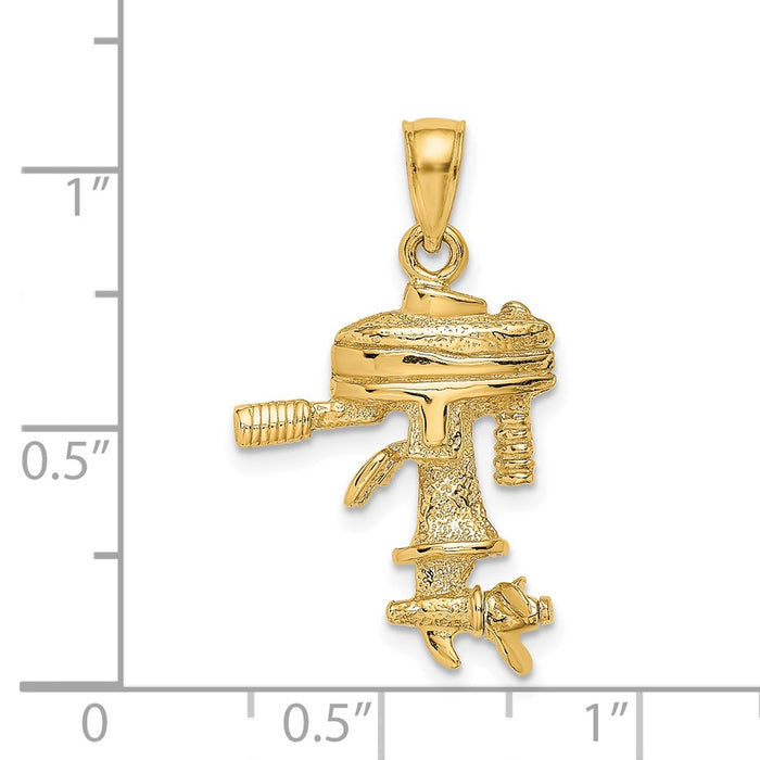 Million Charms 14K Yellow Gold Themed 3-D Moveabel Boat Engine Charm