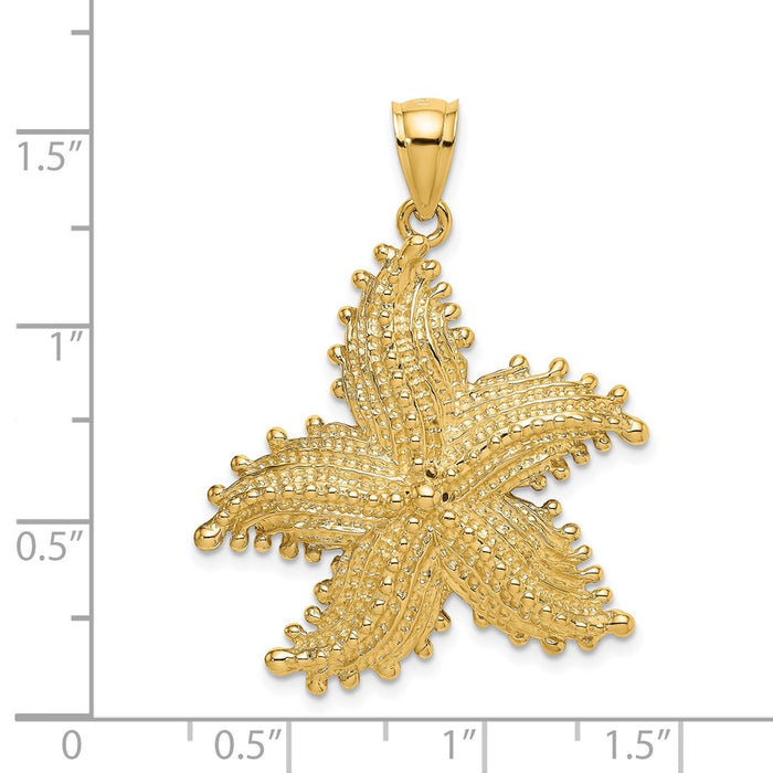 Million Charms 14K Yellow Gold Themed 2-D Nautical Starfish Charm
