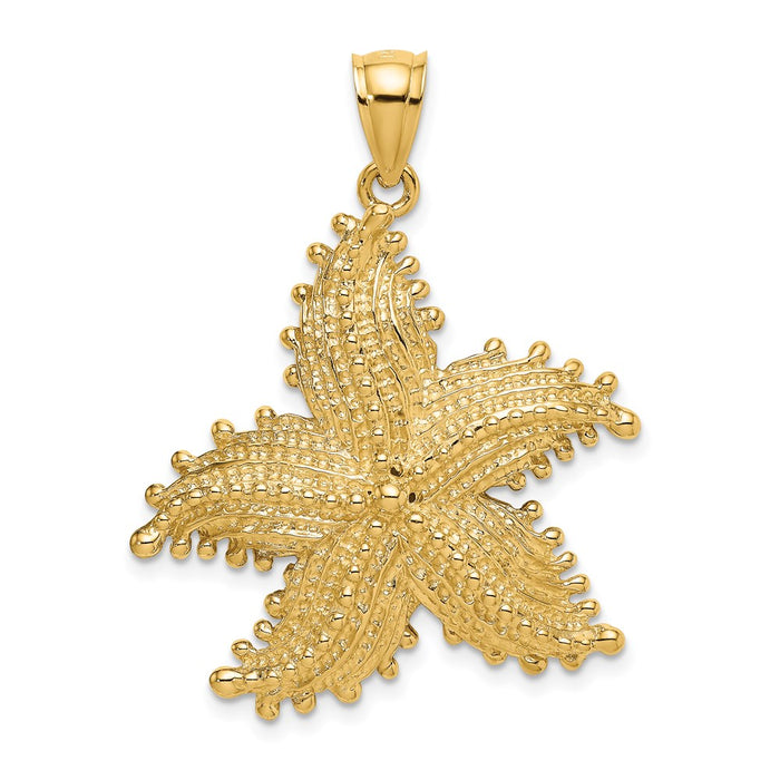 Million Charms 14K Yellow Gold Themed 2-D Nautical Starfish Charm