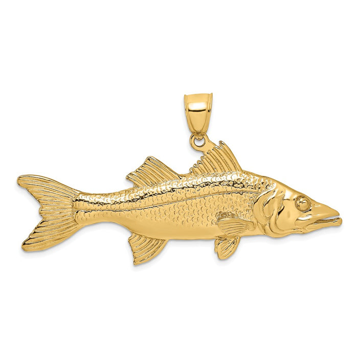 Million Charms 14K Yellow Gold Themed 3-D Snook Fish Charm