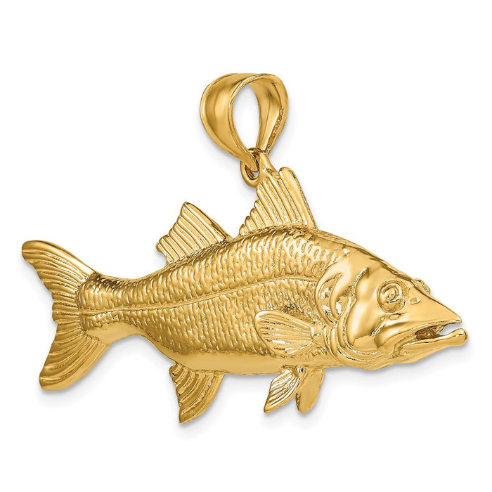 Million Charms 14K Yellow Gold Themed 3-D Snook Fish Charm