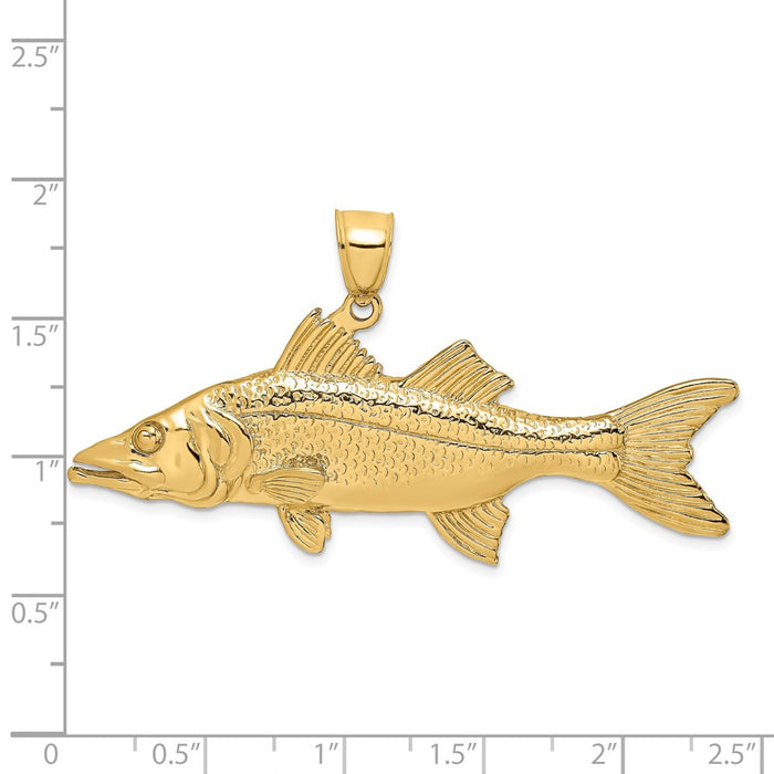Million Charms 14K Yellow Gold Themed 3-D Snook Fish Charm