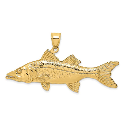 Million Charms 14K Yellow Gold Themed 3-D Snook Fish Charm