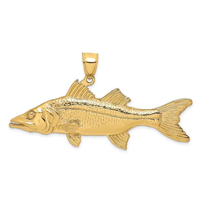 Million Charms 14K Yellow Gold Themed 3-D Snook Fish Charm