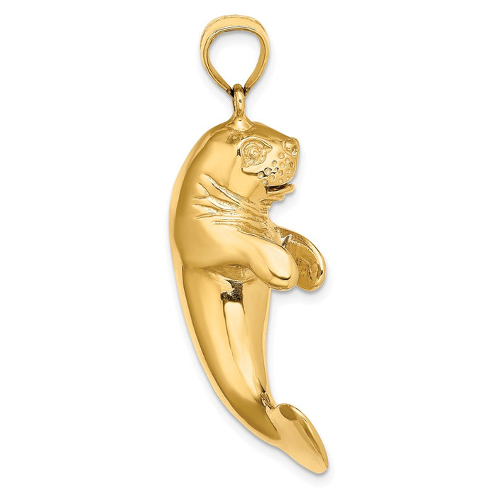 Million Charms 14K Yellow Gold Themed 3-D Polished Manatee Charm