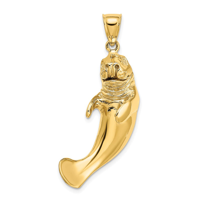 Million Charms 14K Yellow Gold Themed 3-D Polished Manatee Charm