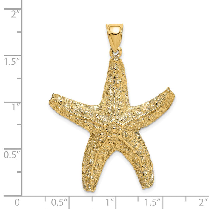 Million Charms 14K Yellow Gold Themed Textured Large Nautical Starfish Charm