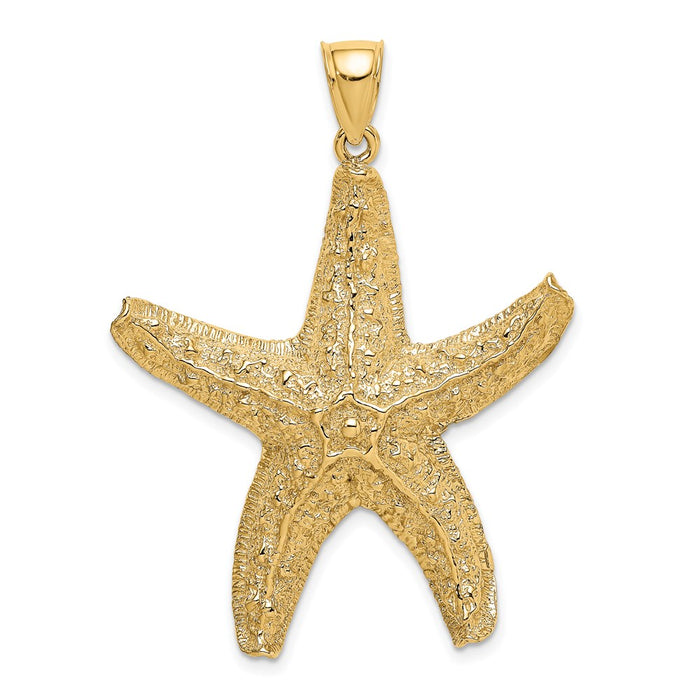 Million Charms 14K Yellow Gold Themed Textured Large Nautical Starfish Charm