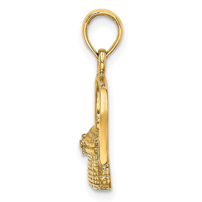 Million Charms 14K Yellow Gold Themed 2-D Nantucket Basket Charm