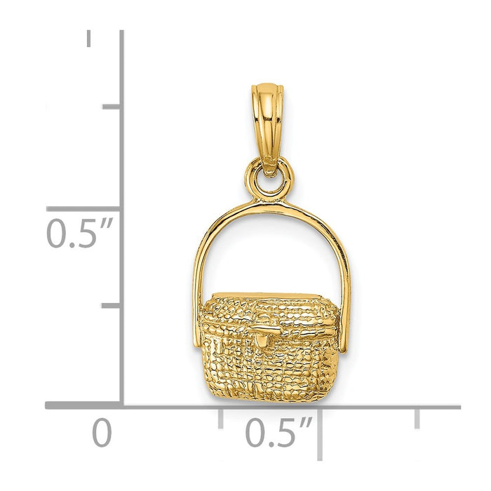 Million Charms 14K Yellow Gold Themed 2-D Nantucket Basket Charm